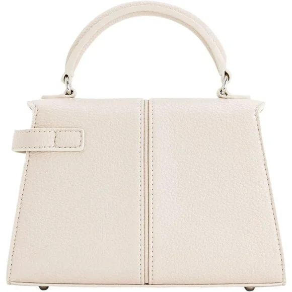 Versatile Women's White Top Handle Bag with Magnetic Closure & Detachable Strap